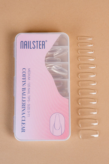 5 x Coffin/Ballerina Medium Clear Tipper